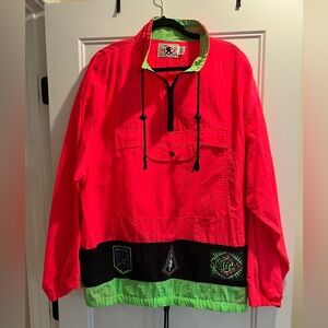 Vintage 80s 90s GOTCHA Pullover Windbreaker Jacket Neon Bright Color Block XL